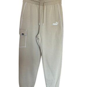 NWT Puma Woman's Relax ogger Sweatpants Tan/Beige Tie Elastic Waist Sz M #02